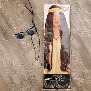Long Hair Wig, glasss, and Peace Sign Necklace!
